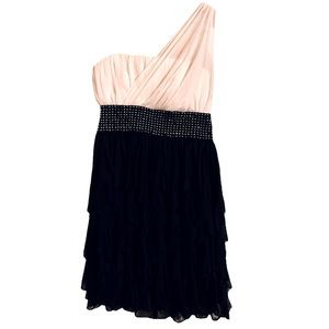 One Shoulder Chiffon Ruffle Dress